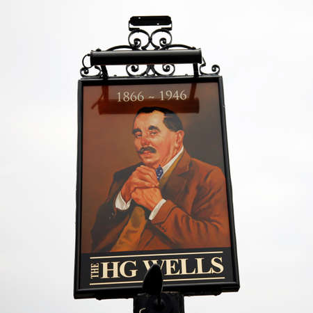 London, UK - May 16, 2012: English pub sign, Public house, known as pub, is focal point of community. Pub business, now about 53,500 pubs in UK, has been declining every year.のeditorial素材