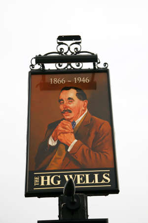 London, UK - May 19, 2012: English pub sign, Public house, known as pub, is focal point of community. Pub business, now about 53,500 pubs in UK, has been declining every year.のeditorial素材