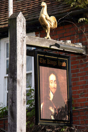 London, UK - May 17, 2010: English pub sign, Public house, known as pub, is focal point of community. Pub business, now about 53,500 pubs in UK, has been declining every year.のeditorial素材