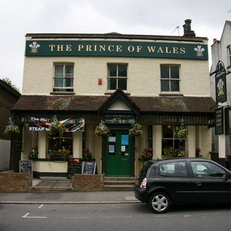 London, UK - May 12, 2010: Outside view of pub, for drinking and socializing, focal point of community. Pub business, now about 53,500 pubs in the UK, has been declining every year.のeditorial素材