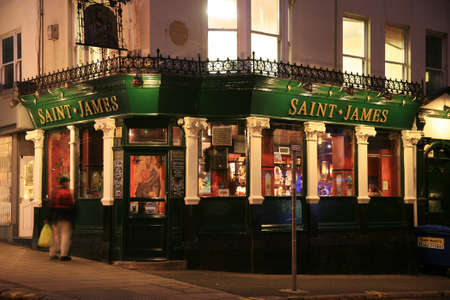 London, UK - November 07, 2010: Outside view of pub, for drinking and socializing, focal point of community. Pub business, now about 53,500 pubs in the UK, has been declining every year.のeditorial素材