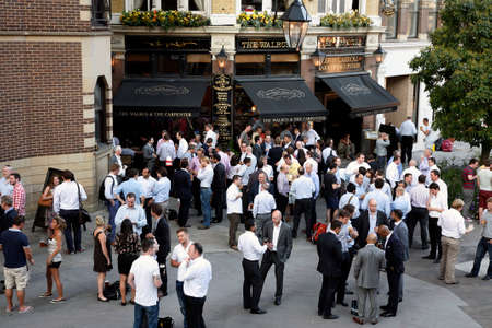 London, UK - July 26, 2012: Outside view of pub, for drinking and socializing, focal point of community. Pub business, now about 53,500 pubs in the UK, has been declining every year.のeditorial素材