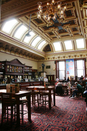 Edinburgh, UK - July 23, 2010: Inside view of a public house, known as pub, for drinking and socializing, is the focal point of the community, Pub business has been declining every year.のeditorial素材
