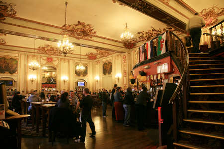 London, UK - November 04, 2010: Inside view of a public house, known as pub, for drinking and socializing, is the focal point of the community, Pub business has been declining every year.のeditorial素材