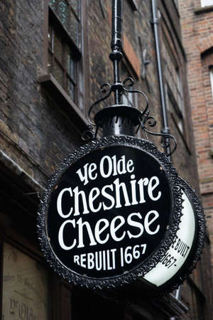 LONDON - SEP 5: English pub sign, Public house, known as pub, is focal point of community, on Sep 5, 2016, London, UK. Pub business, now about 53,500 pubs in UK, has been declining every year.のeditorial素材