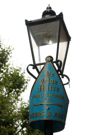 LONDON - SEP 5: English pub sign, Public house, known as pub, is focal point of community, on Sep 5, 2016, London, UK. Pub business, now about 53,500 pubs in UK, has been declining every year.のeditorial素材