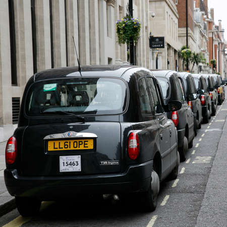 London, UK - May 5, 2012: TX4, London Taxi, also called hackney carriage, black cab. Traditionally Taxi cabs are all black in London but now produced in various colors.のeditorial素材
