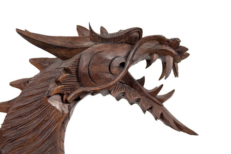 Wood carving dragonの写真素材