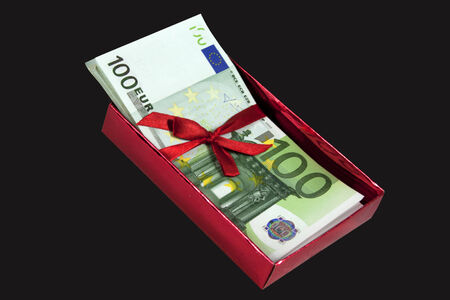 100 euro cash for present isolatedの写真素材