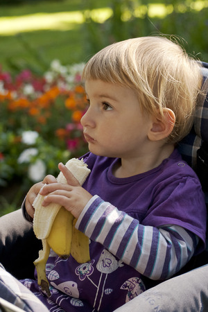 child eat bananaの写真素材