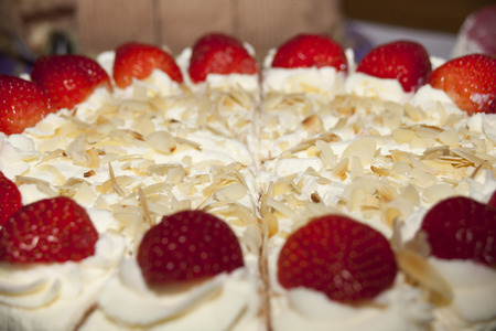 Strawberry cake closeupの写真素材