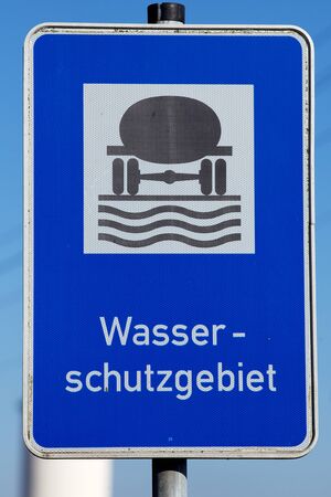 Water reserve sign in germany text translation "water reserve area"の写真素材