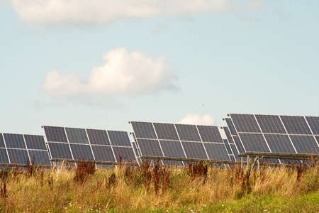Solar cells of a photovoltaic system to generate energy through solar energyの写真素材