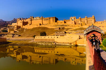 Jaipur, India-December,2018:  Amer Fort is a primary tourist attraction & UNESCO World Heritage site in 'Hill forts of Rajasthan, India'.のeditorial素材