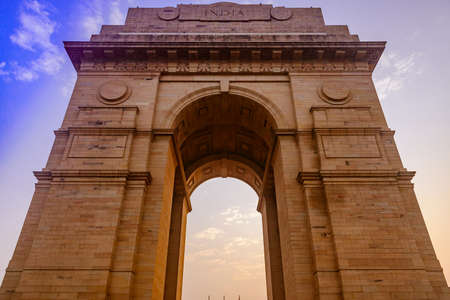 India Gate, New Delhi, March-2019: It is a triumphal arch architectural style war memorial designed...