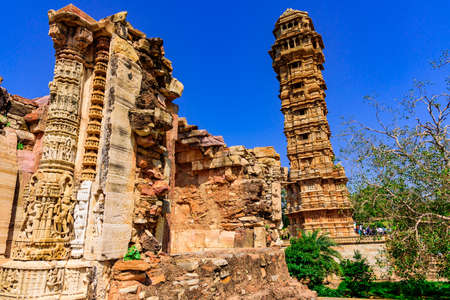 Vijaya Stambha 'victory monument' constructed by Mewar king Rana Kumbha in year 1448 at Chittorgarh...