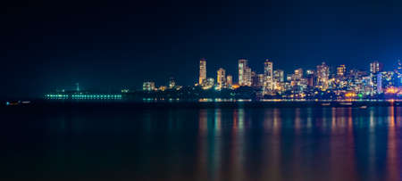 View at night from Marine drive , Mumbai.