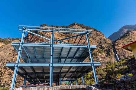 Structure of steel or 'skeleton frame' for building construction in mountainous region Uttarakhand...