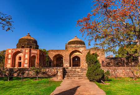 Mosque of Isa Khan Niyazi, an Afghan noble in Sher Shah Suri's court of the Suri dynasty. The octagonal tomb is similar to architectural style of Sur dynasty monuments in Lodhi Gardens, Delhi.の写真素材