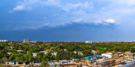 DELHI, INDIA âApril, 2017: Aerial view of South Delhi locality from Bhikaji Cama Place. It is located on periphery of Inner ring road.のeditorial素材