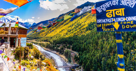 Chitkul, Himachal Pradesh, India- October, 2019: View of Chitkul village which is a popular tourist...