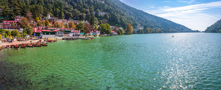 Nainital Lake, Uttarakhand, India-November 2019: It is a popular tourist destination to enjoy vacations among tourist who visits most popular hill station Nainital in Kumaon region.のeditorial素材