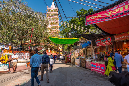 Rishikesh, India-Oct, 2020: Street View of Handicraft market. Rishikesh is famous tourist...