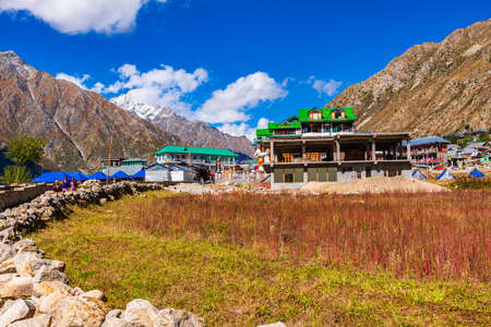 Chitkul, Himachal Pradesh, India- October, 2019: View of Chitkul village which is a popular tourist destination among backpacker & nature lovers for its natural beauty of Himalayas in Kinnaur region.のeditorial素材
