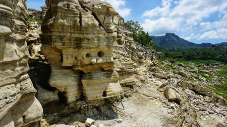 Beautiful cliffs in nature near the lakeの写真素材