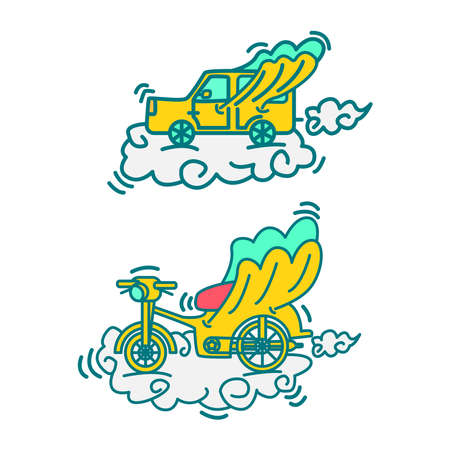 Illustration vektor graphic of doddle transportation fit for screen printing of children's clothes, used as stickers or made into children's book covers.のイラスト素材