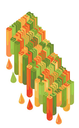 3d isometric illustration of a word Summer with different colors and dropsのイラスト素材