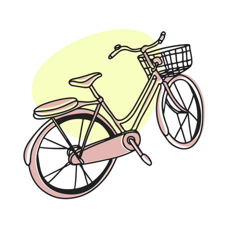 Bicycle in doodle style, in pastel colors, line vector, outline illustration, mode of transportのイラスト素材