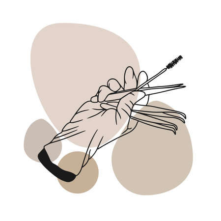 Manicure, workflow, tools, gloved hands, sketch, nailのイラスト素材