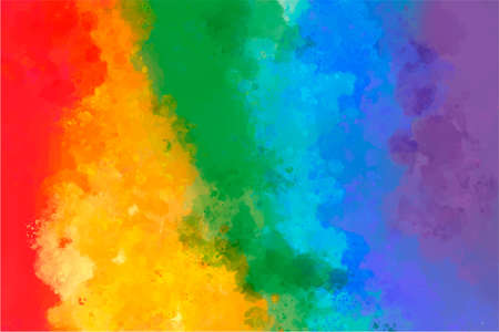 Watercolor background, in the colors of the rainbow, multicolored, with pronounced strokes of paint, colorful vector illustration, background for a bannerのイラスト素材