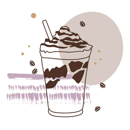 Coffee cocktails, drink with creamy foam, delicious aroma of coffeeのイラスト素材