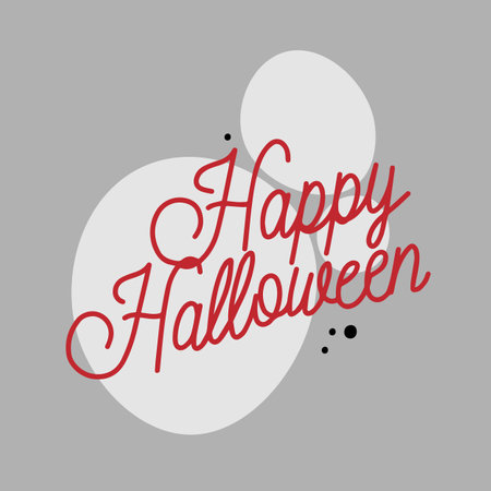 Happy Halloween, handwritten quotes, doodle style drawing on a gray backgroundのイラスト素材