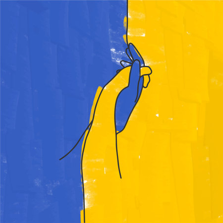Handshake, peace, no war, colors of the flag of Ukraineのイラスト素材