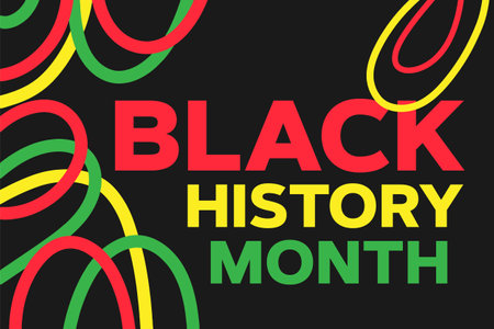 Geometric banner template on black background, Black history month, decorationのイラスト素材