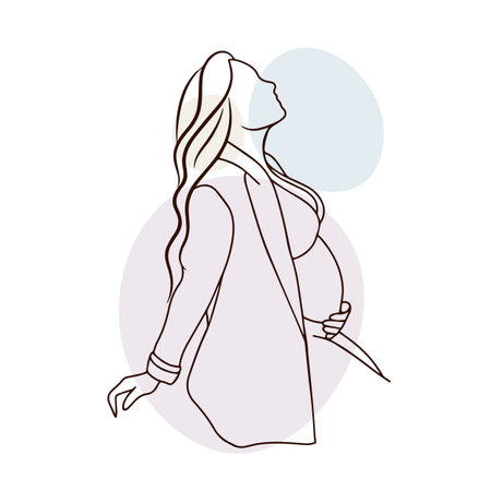 Motherhood, big belly, pregnant girl, doodleのイラスト素材