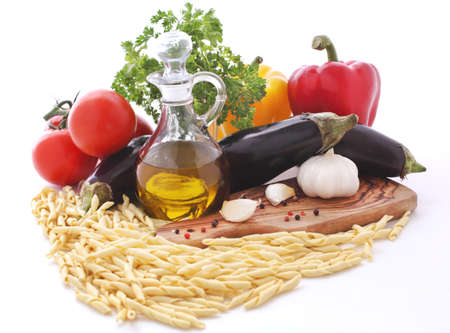 Italian Pasta with fresh vegetablesの写真素材