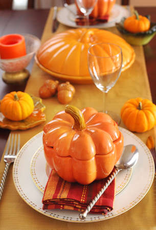 Table setting for Thanksgiving Dayの写真素材