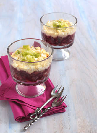 Beet and salted herring salad の写真素材