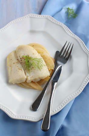 Fillet of seabass with fennelの写真素材