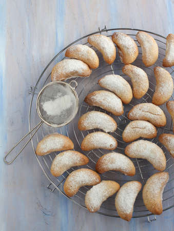 Crescents vanilla and almond cookiesの写真素材