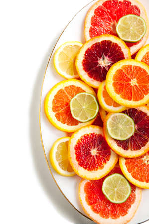 Grapefruit, orange, lime and lemon slicesの写真素材
