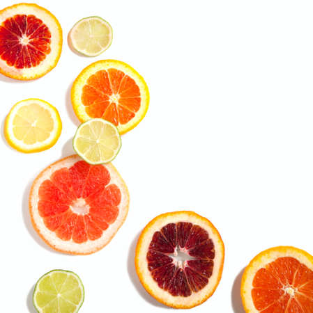 Sliced citrus fruits backgroundの写真素材