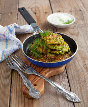 Zucchini pancakesの写真素材