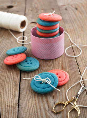 Vanilla button cookiesの写真素材