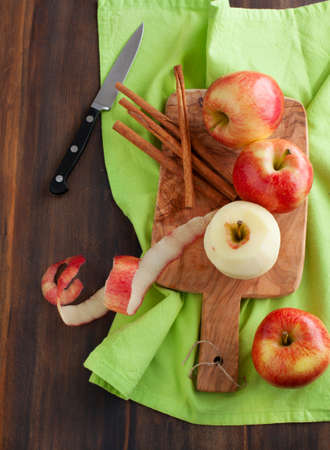 Fresh apples and cinnamonの写真素材