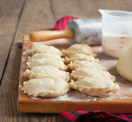 Making of pierogi with potato  Vareniki  Russian food の写真素材